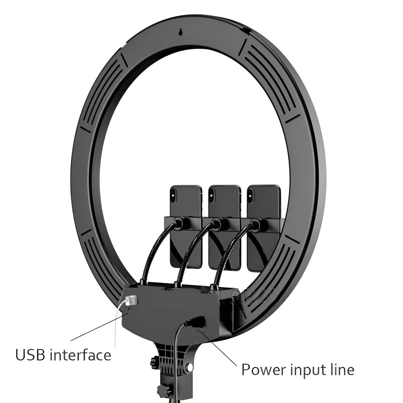 MJ18 45 CM RGB LED Soft Ring Light with 3 Phone Holders and Remote Control