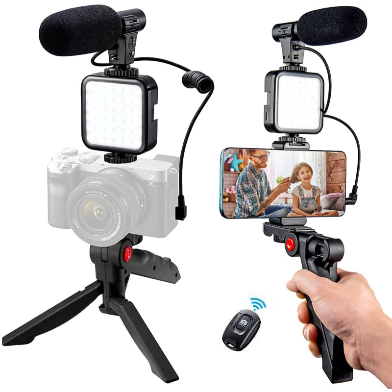 Multifunctional Professional Vlogging Kit With Tripod LED Video Light And Phone Holder