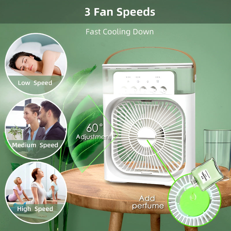 4 in 1 Multi-Functional Portable Air Humidifier Cooling USB Fan With 7-Color Night Light