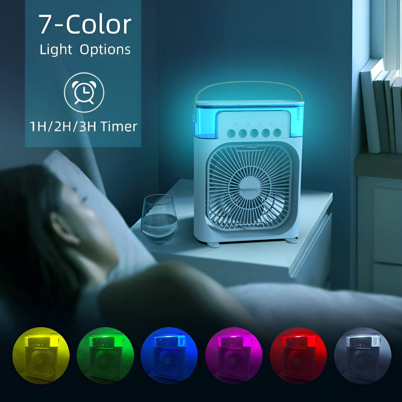 4 in 1 Multi-Functional Portable Air Humidifier Cooling USB Fan With 7-Color Night Light