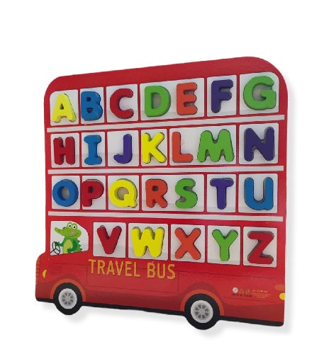 Wooden 3D Educational Alphabet Travel Bus For Early Learning