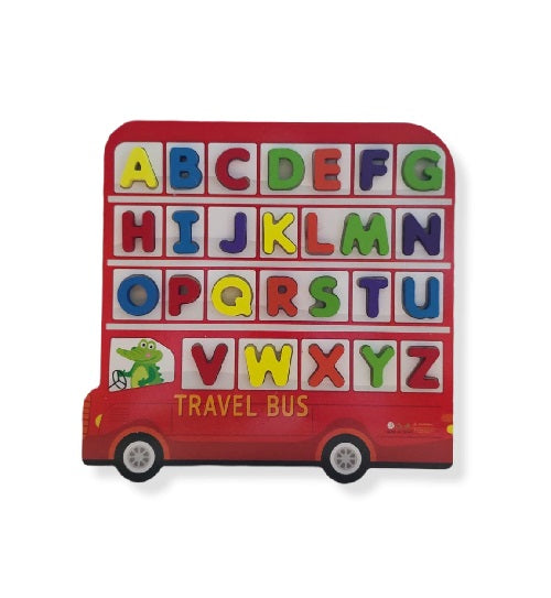 Wooden 3D Educational Alphabet Travel Bus For Early Learning