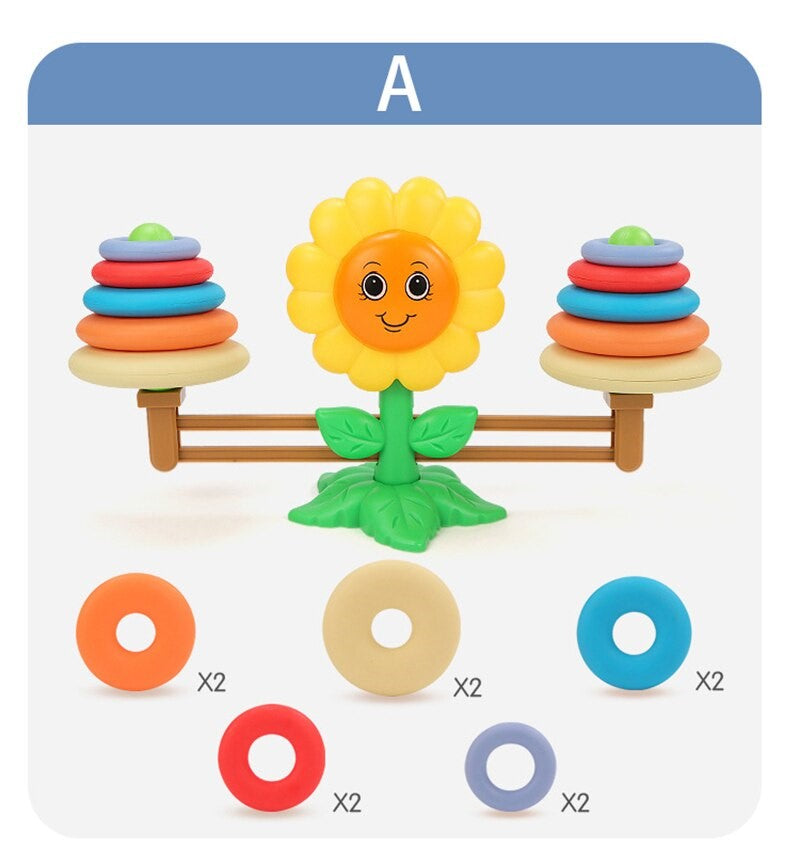 Rings weight Sunflower Balance Math Montessori Arithmetic Learning Balance Scale Number Educational Learning Toy