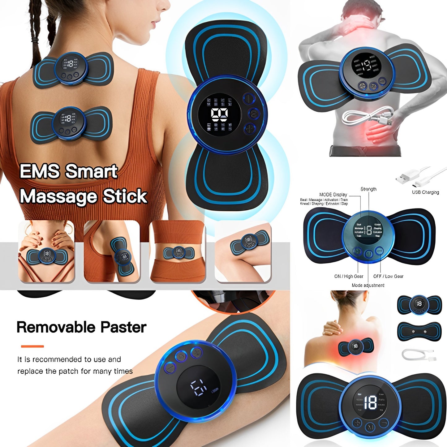 Mini Electric Massage Stick With 8 Modes And 19 Gear Levels