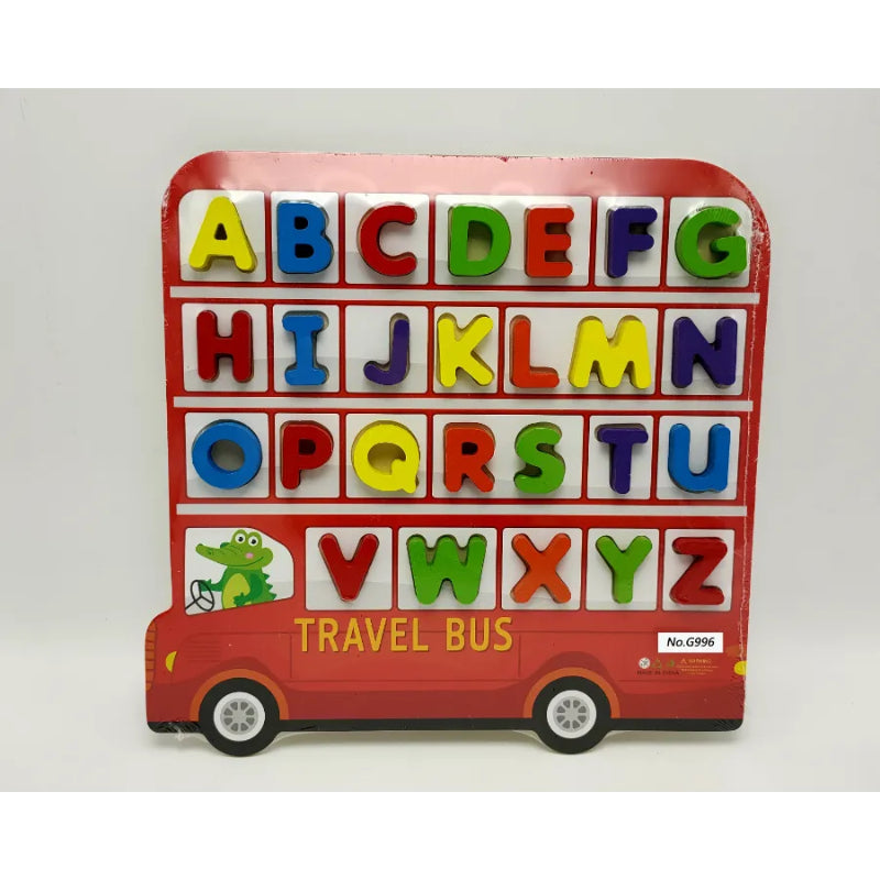 Wooden 3D Educational Alphabet Travel Bus For Early Learning