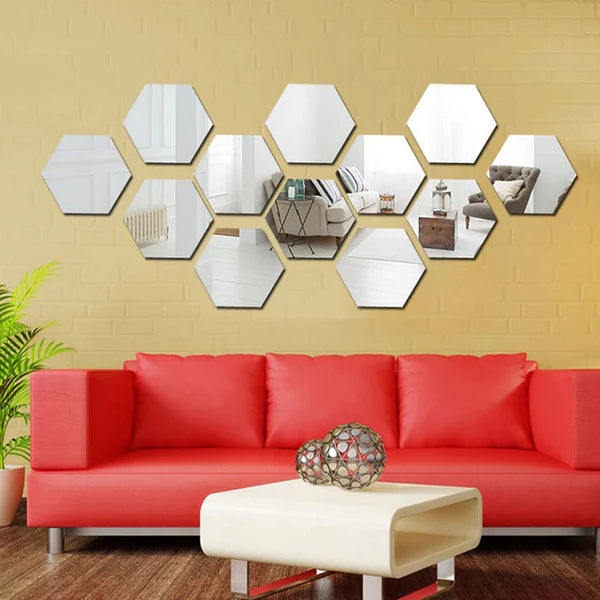 Acrylic Hexagon wall decor Mirror(Silver) - Wall Decor