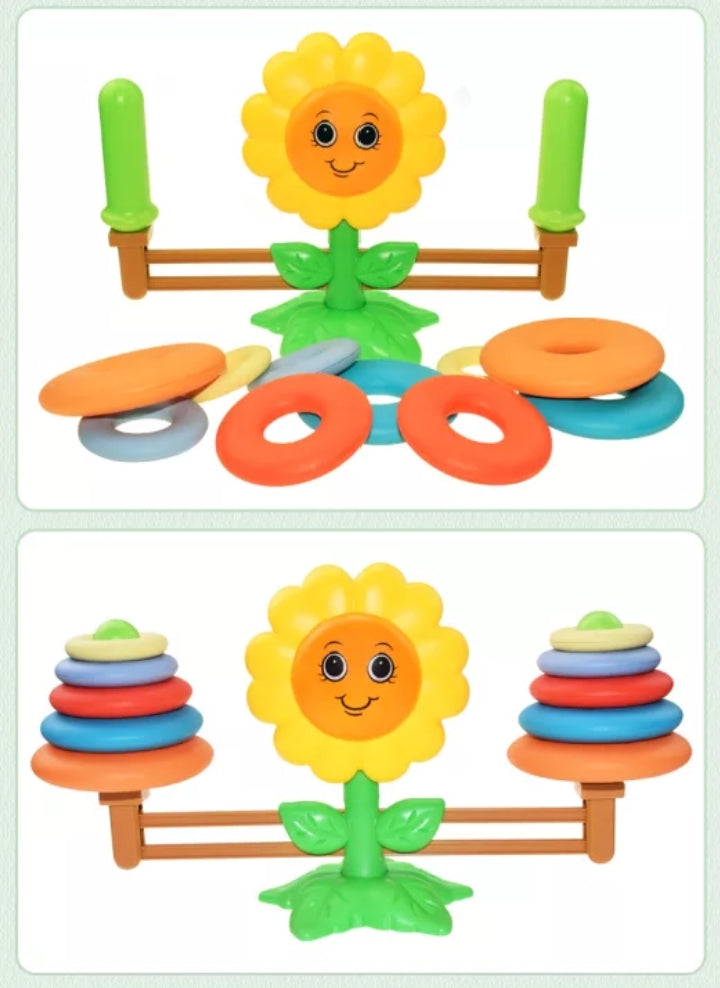 Rings weight Sunflower Balance Math Montessori Arithmetic Learning Balance Scale Number Educational Learning Toy