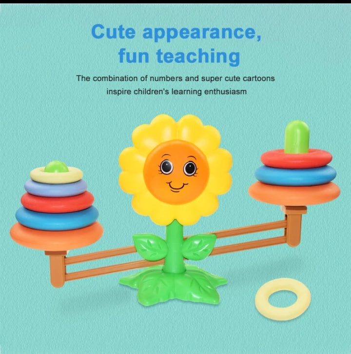 Rings weight Sunflower Balance Math Montessori Arithmetic Learning Balance Scale Number Educational Learning Toy