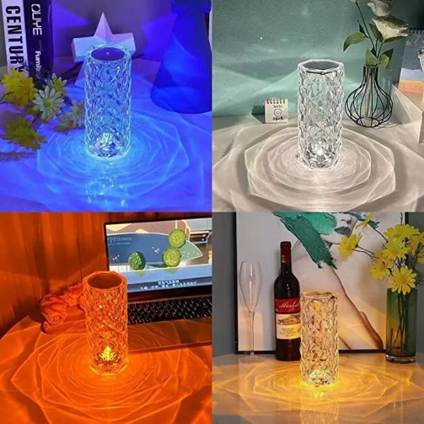 Crystal Diamond Table Lamps, Rechargeable Touch Sensor Crystal Lamp