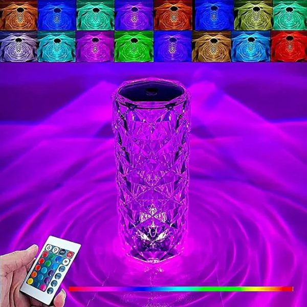 Crystal Diamond Table Lamps, Rechargeable Touch Sensor Crystal Lamp