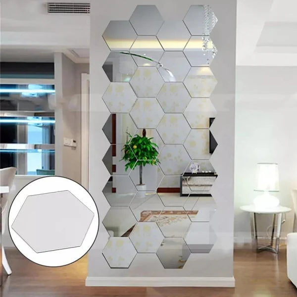 Acrylic Hexagon wall decor Mirror(Silver) - Wall Decor