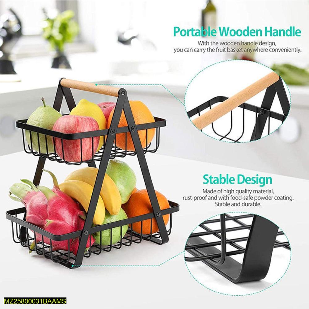 2 Layer Portable Fruit Basket For Kitchen