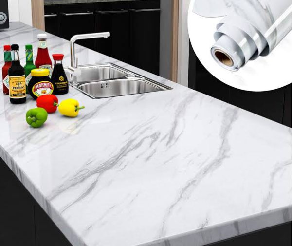 Self Adhesive White Marble Sheet For Kitchen – Anti Oil And Heat Resistant Wallpaper Self Adhesive White Marble Sheet For Kitchen – Anti Oil And Heat Resistant Wallpaper